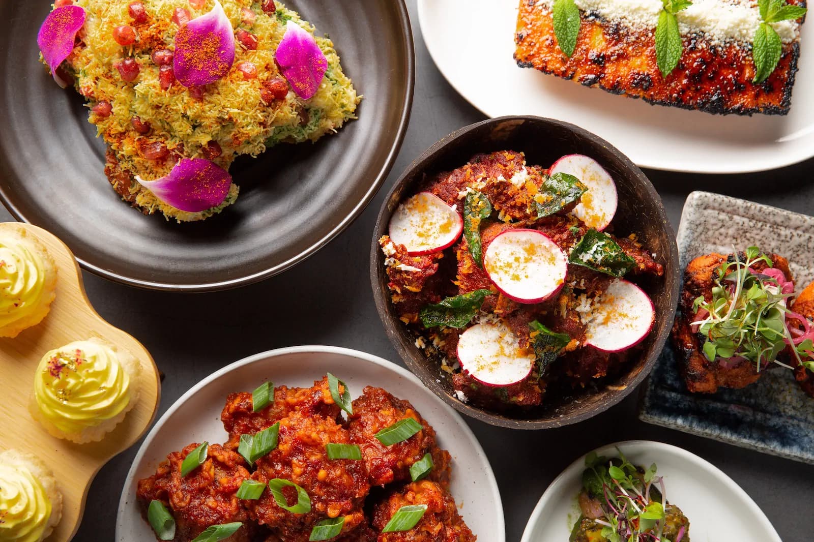 A spread of Cafe Tandoor dishes prepared for catering