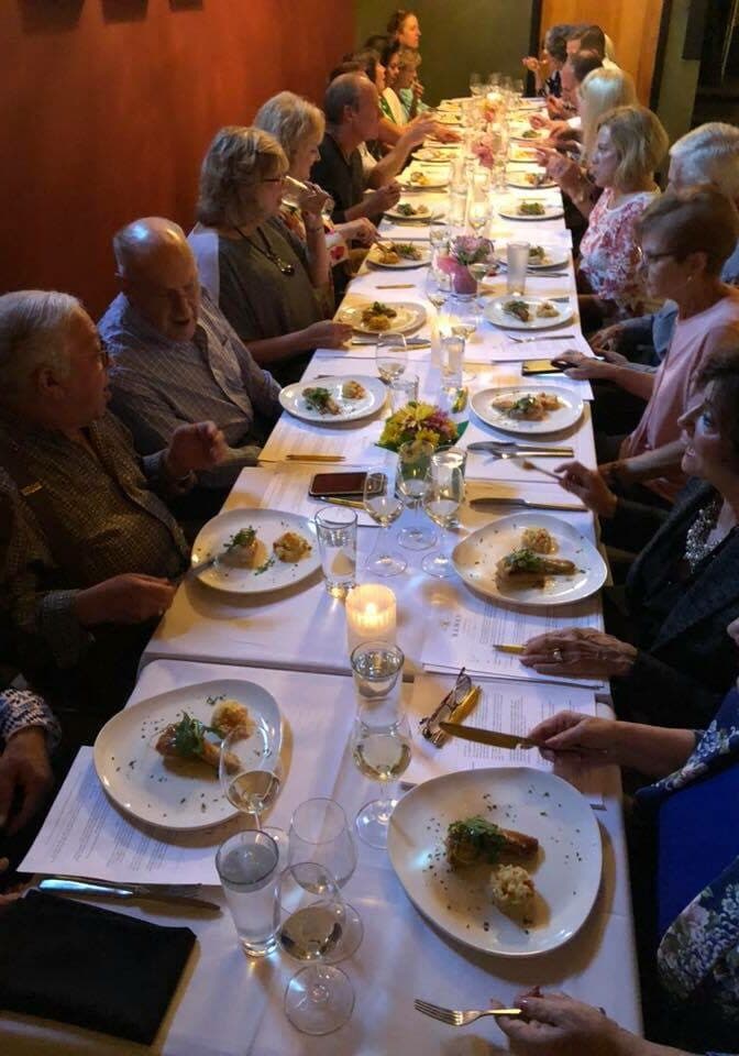 The dining room at Cafe Tandoor, set for a group
